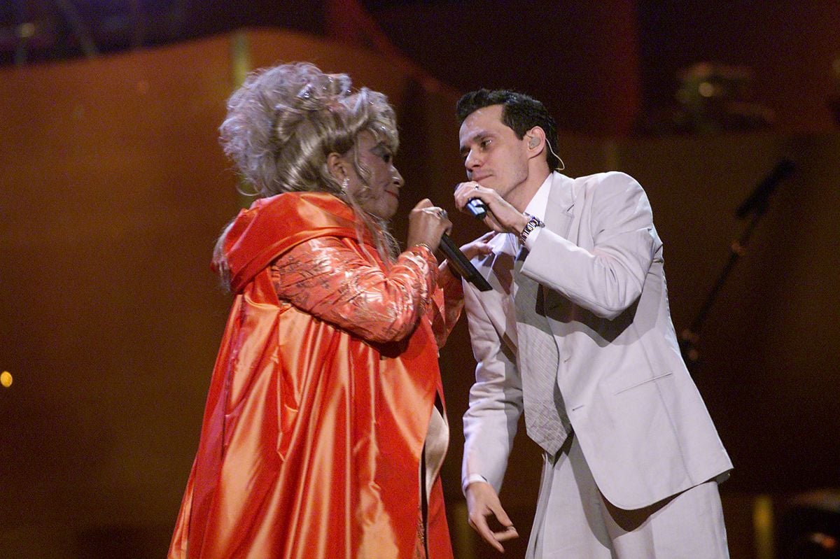 Celia Cruz and Marc Anthony performing on the 'VH1 Divas Live: The One and Only Aretha Franklin' 