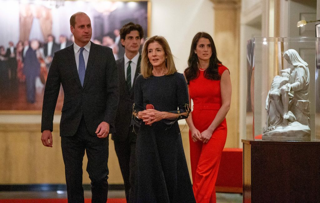 Britain's Prince William, Prince of Wales, tours the John F. Kennedy Presidential Library and Museum with US Ambassador to Australia, Caroline Kennedy (2nd R), Jack Kennedy Schlossberg (2nd L) and Tatiana Kennedy Schlossberg in Boston, Massachusetts, December 2, 2022