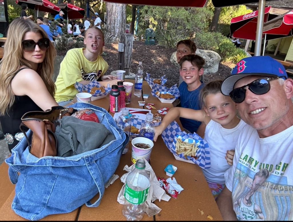 Photo shared by Jessica Simpson featuring her ex Eric Johnson and their three kids celebrating their son Ace's 12th birthday at Six Flags