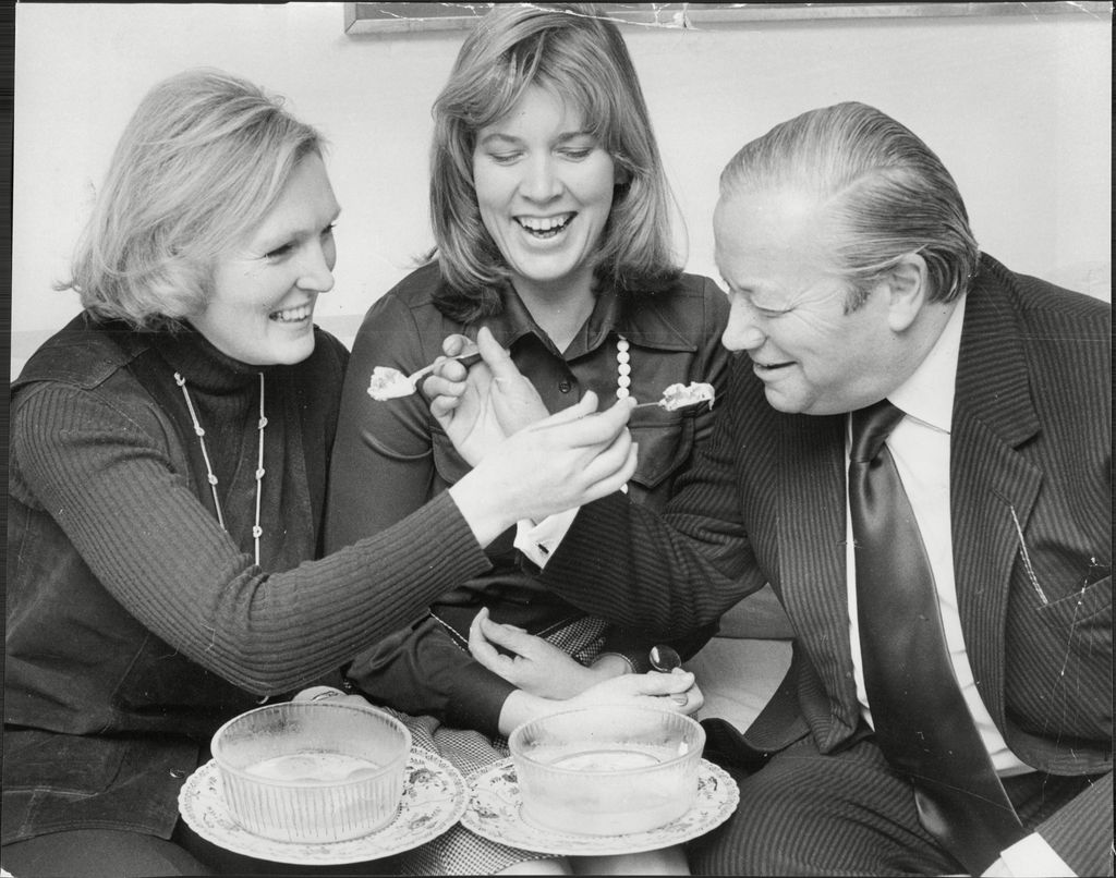 Mary Berry Cookery Expert Prue Leith And Jack De Manio Taking Part In A Egg Tasting Test.