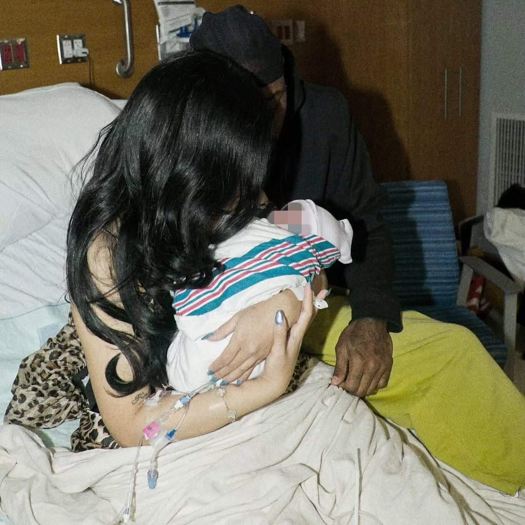 Cardi shared a sweet photo of herself, her partner Stefon and their first child together