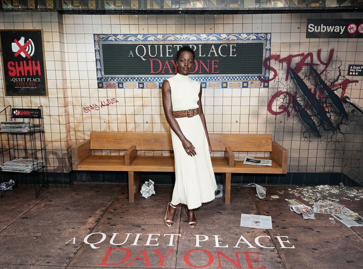 Lupita Nyong'o attends a NYC photocall in support of "A Quiet Place: Part One" at the Mandarin Oriental Hotel on June 23, 2024, in New York, New York. 