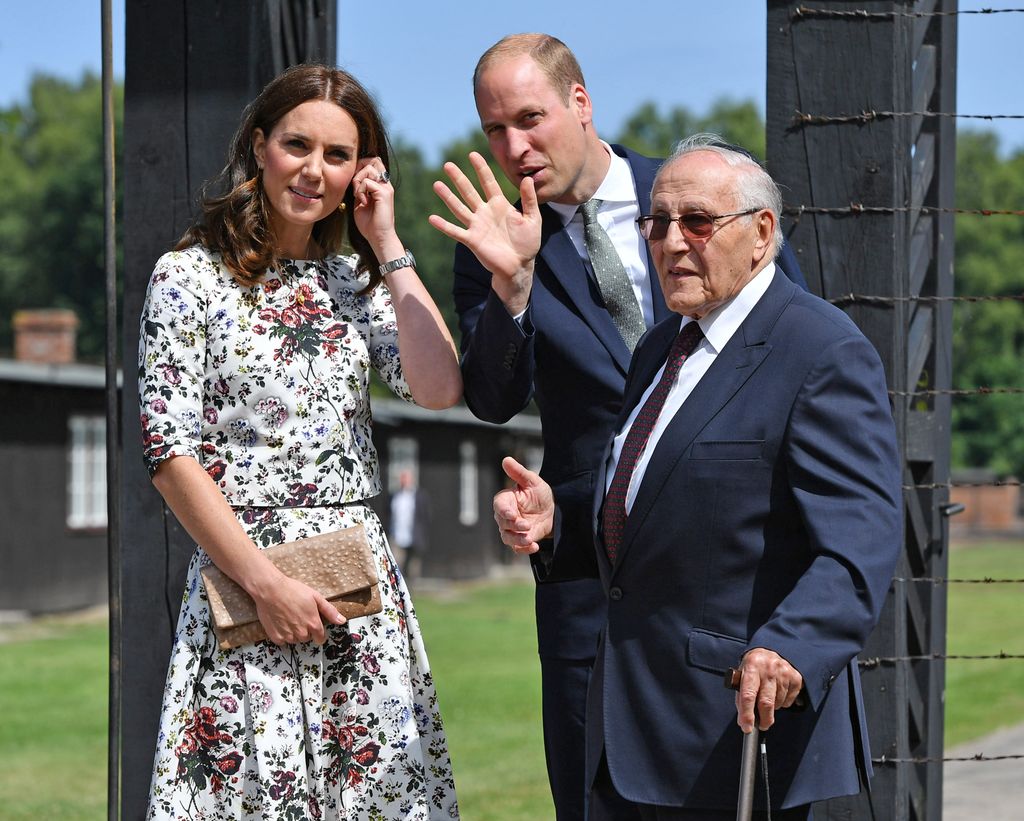 Kate Middleton and Prince William with Manfred Goldberg by a concentration camp