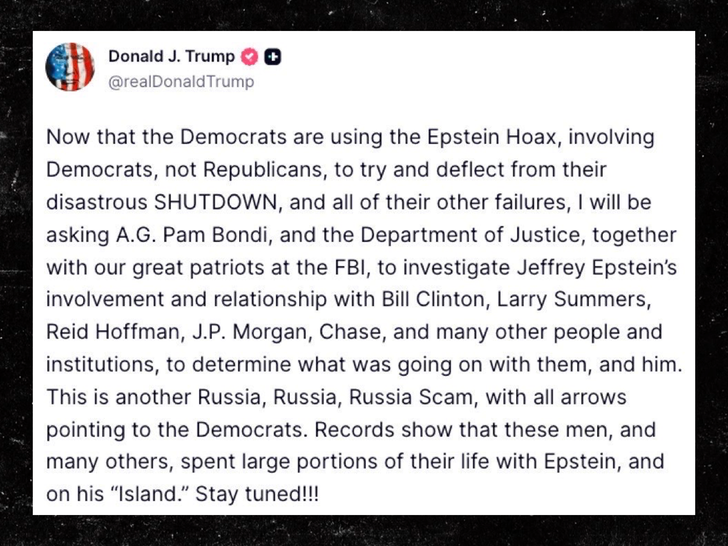 donald trump jeffrey epstein truth social sub 2