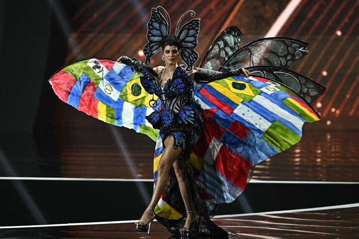 Miss Universe Latina Yamilex Hernandez walks on stage during the 2025 Miss Universe national costume presentation in Nonthaburi province, north of Bangkok