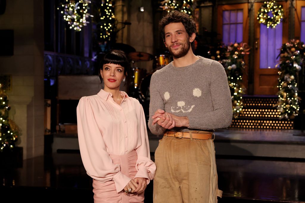 SATURDAY NIGHT LIVE -- Episode 1892 -- Pictured: (l-r) Musical guest Lily Allen and host Josh O'Connor during promos on Thursday, December 11, 2025