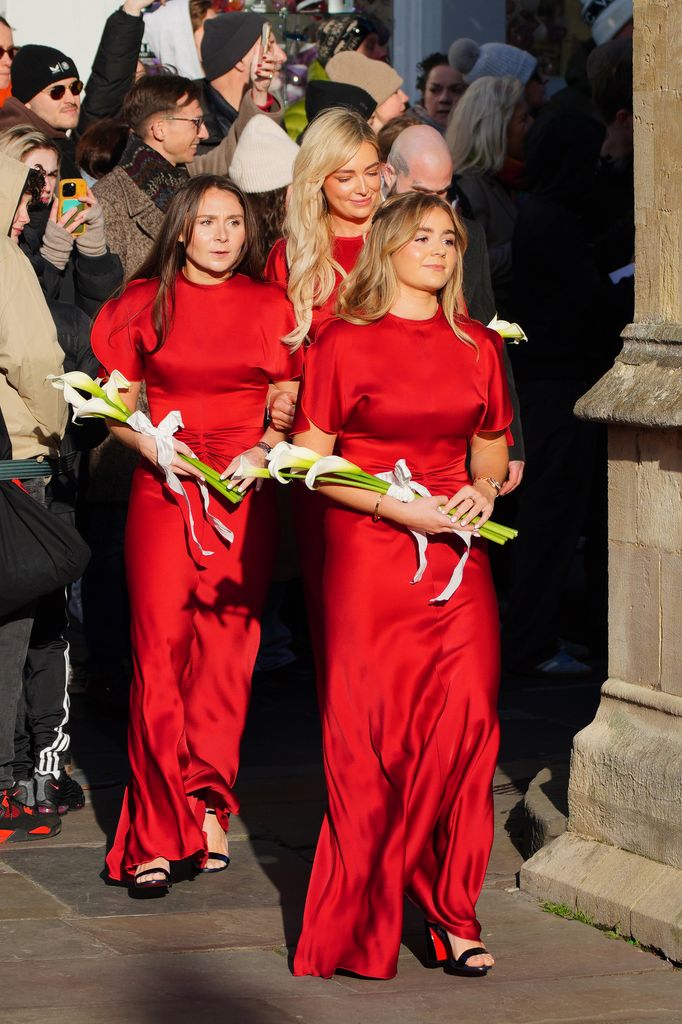 Holly Ramsay's bridesmaids arrive for her wedding to Adam Peaty at Bath Abbey