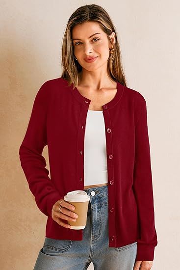 Arach and Cloz Women Wool Blended 2025 Fall Cardigan Sweaters Lightweight Long Sleeve Business Casual Outfits Top