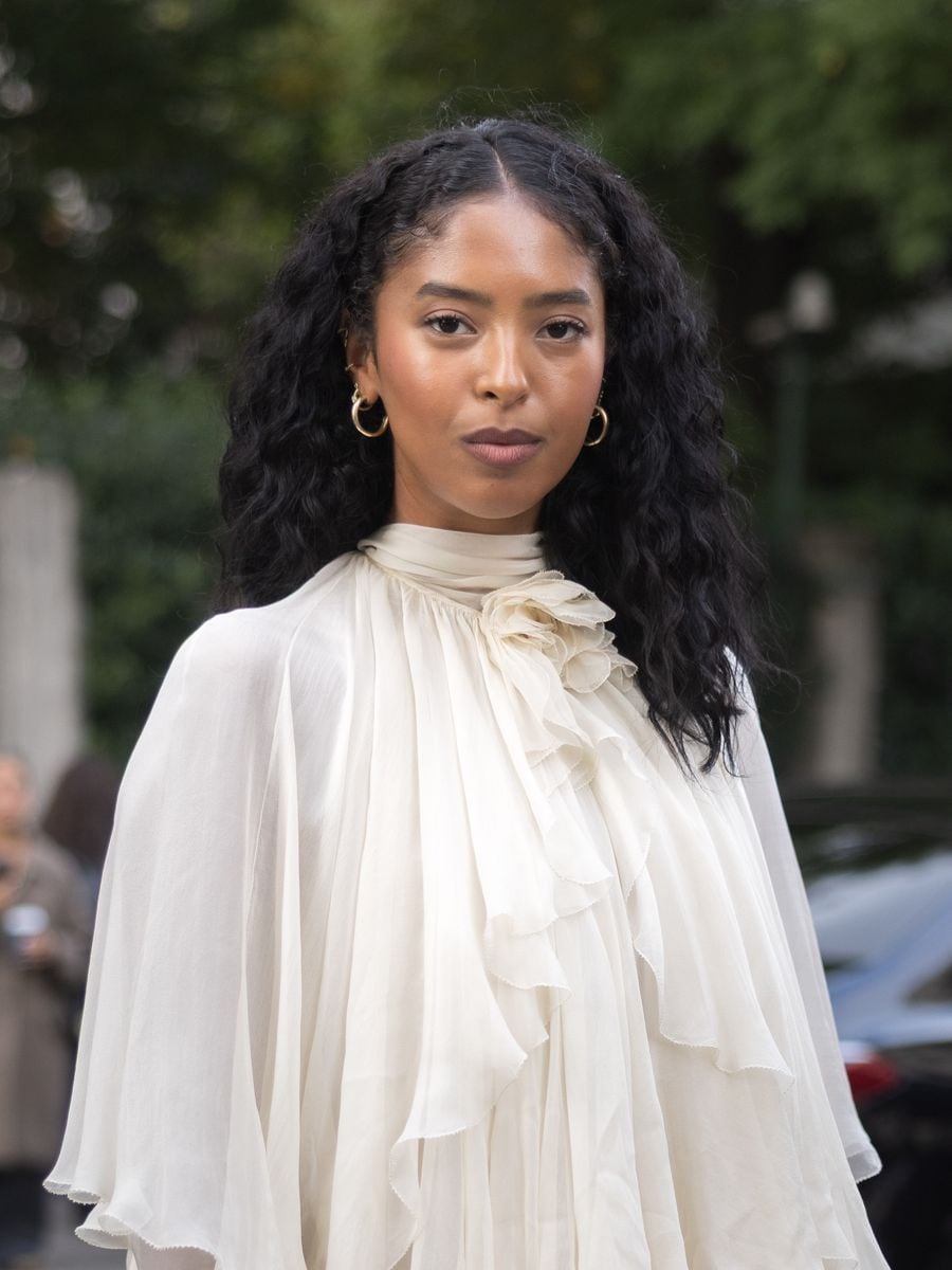Natalia Bryant is seen during the Milan Womenswear Spring/Summer 2026 Fashion Week 