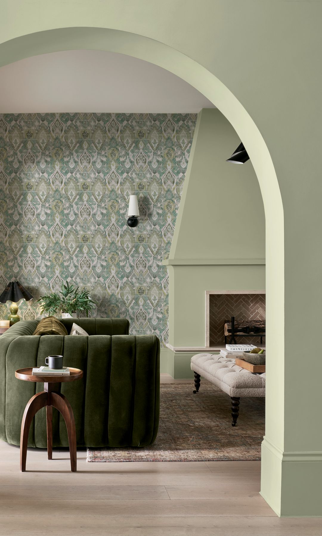Daraee Tapestry Green Wallpaper and wall paint, Graham & Brown