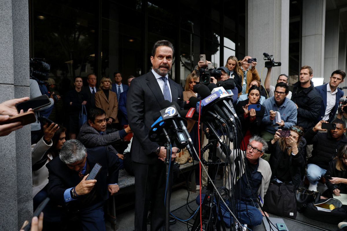 Defense attorney Alan Jackson speaks to the press outside Los Angeles Superior Court where the arraignment of Nick Reiner, son of the late film director Rob Reiner, on double murder charges was continued until January 7, 2026.