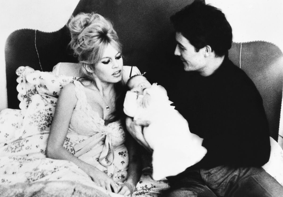Brigitte Bardot, Jacques Charrier And Their Son Of 3 Days Old Nicolas. 1960  