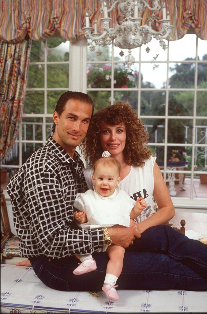 photo of kelly lebrock and steven seagal with baby daughter