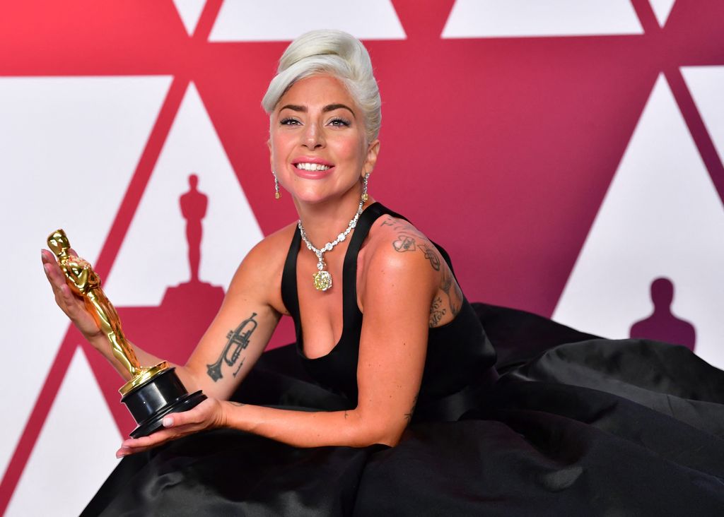 Best Original Song winner for "Shallow" from "A Star is Born" Lady Gaga poses in the press room with the Oscar during the 91st Annual Academy Awards at the Dolby Theater in Hollywood, California on February 24, 2019.