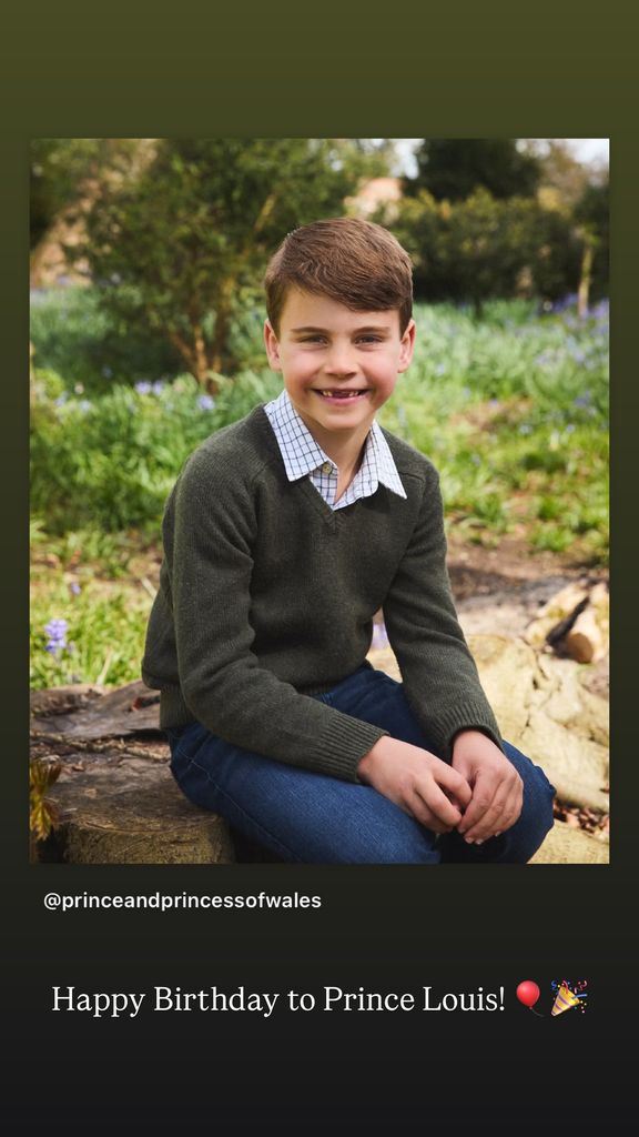 Birthday portrait of Prince Louis on royal family's Instagram Stories
