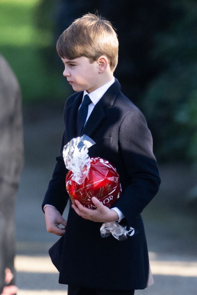 Prince Louis held on tightly to his huge Lindt chocolate ball