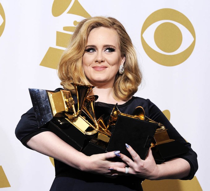 Adele Carries an Armful of Grammys