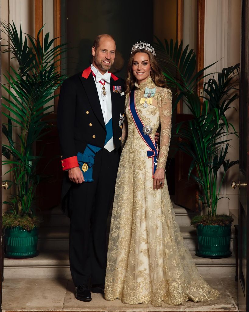 The Prince and Princess of Wales pose before US state banquet