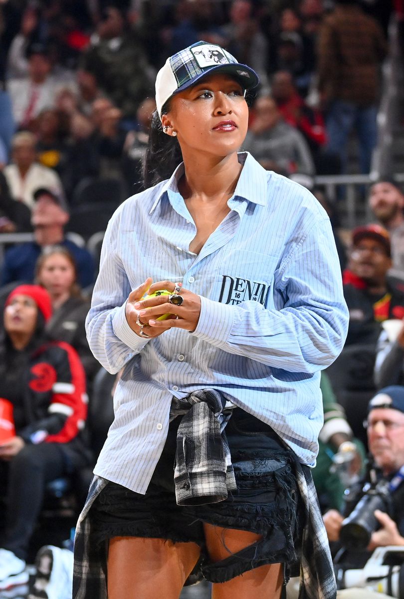 Naomi Osaka attends the game between the Denver Nuggets and the Atlanta Hawks.