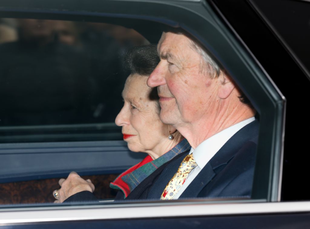 Princess Anne and Sir Timothy Laurence arriving at pre-Christmas lunch party at Buckingham Palace
