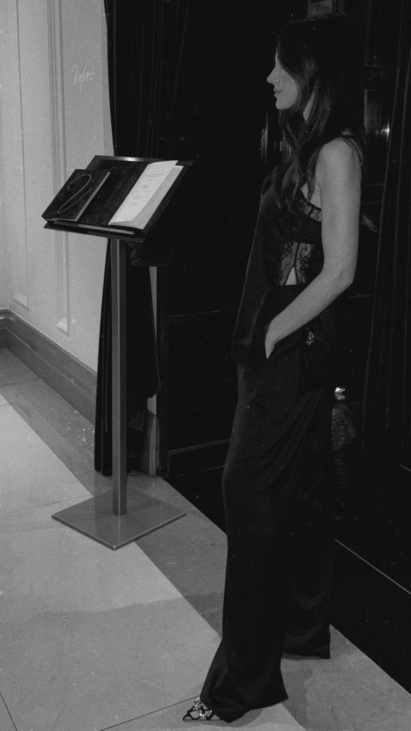 Michelle keegan in black and white photo wearing black look