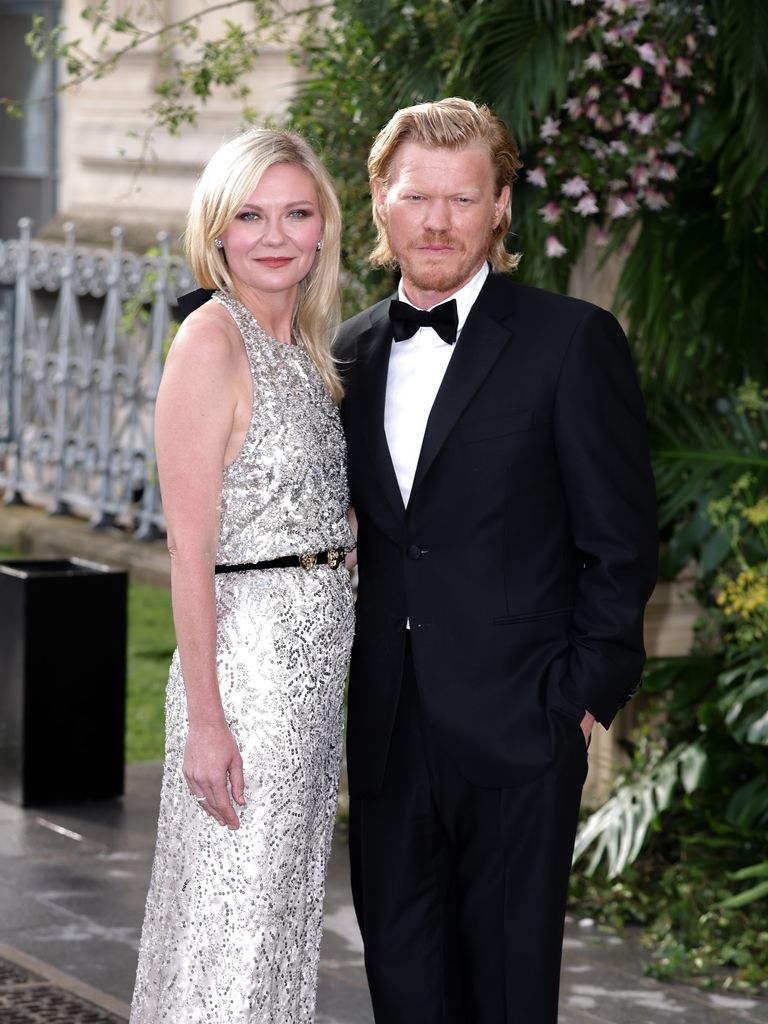 Kirsten Dunst and Jesse Plemons arrives at the Bal D'Ete At The Musee Des Arts Decoratifs on July 06, 2025 in Paris, France
