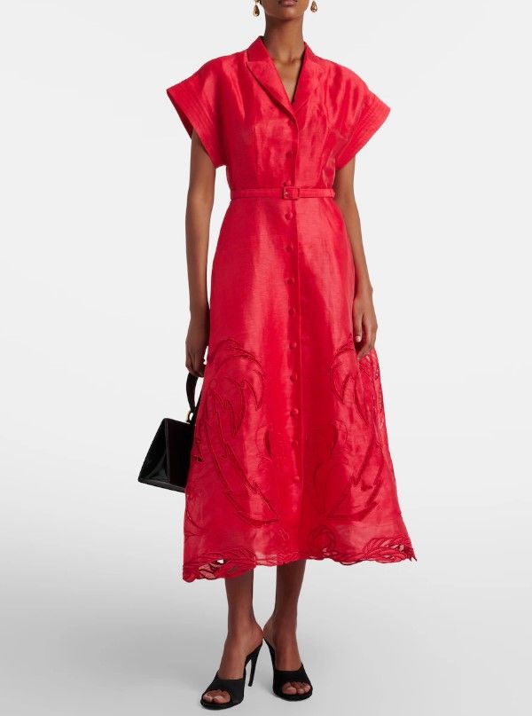 Zara wore this summery style known as the 'Aubrey linen-blend canvas midi dress' by Leo Lin