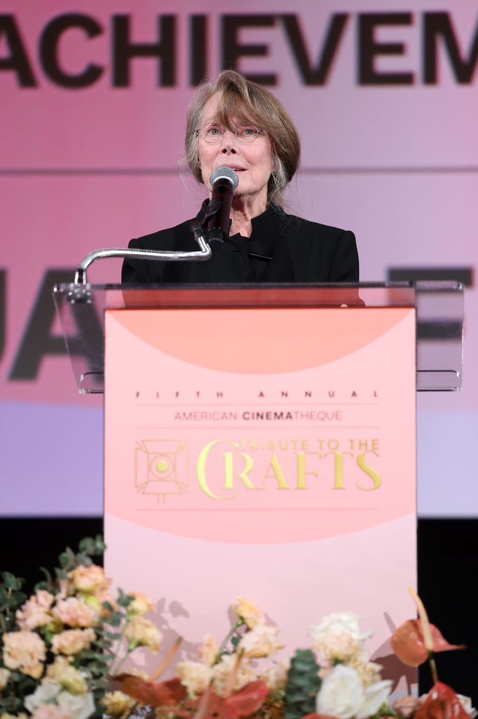 Sissy Spacek speaks onstage during the American Cinematheque's 5th annual Tribute to the Crafts at The Egyptian Theatre Hollywood on January 16, 2026 in Los Angeles, California.