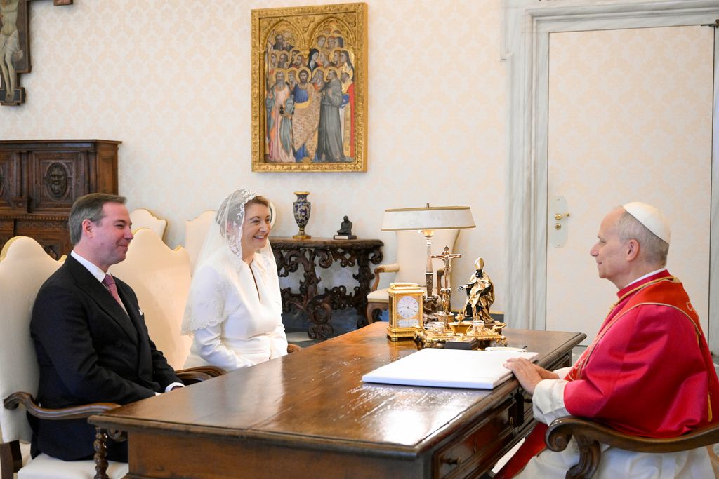 Pope Leo XIV meets with Grand Duke Guillaume of Luxembourg and Grand Duchess Stephanie of Luxembourg on January 23, 2026