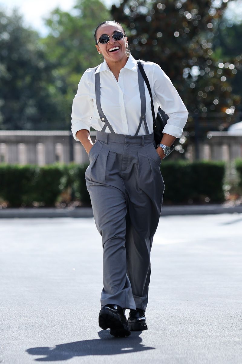 Marta #10 of Orlando Pride arrives at the stadium prior to the semifinal match between Orlando Pride and NJ/NY Gotham FC as part of the 2025 NWSL Playoffs at Inter&Co Stadium on November 16, 2025 in Orlando, Florida.  (Photo by Dustin Markland/NWSL via Getty Images)
