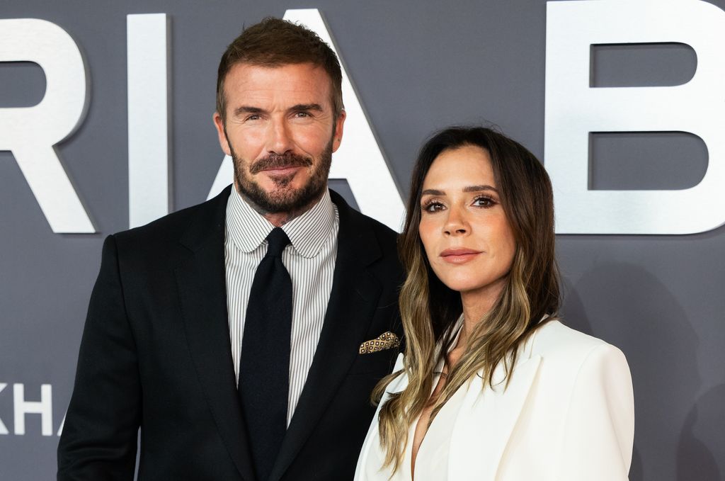 Victoria Beckham and David Beckham attend the "Victoria Beckham" World Premiere at the Curzon Mayfair on October 08, 2025 in London, England