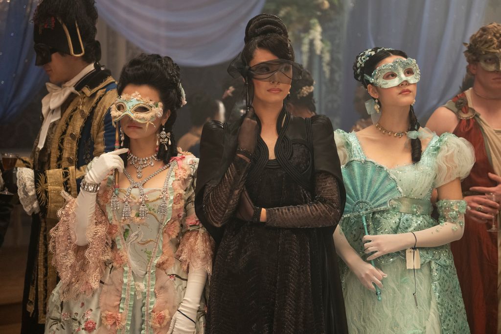 Bridgerton stars Michelle Mao as Rosamund Li, Katie Leung as Lady Araminta Gao and Isabella Wei as Posy Li 