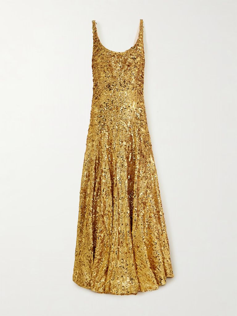 gold sequin dress worn by Taylor Swift