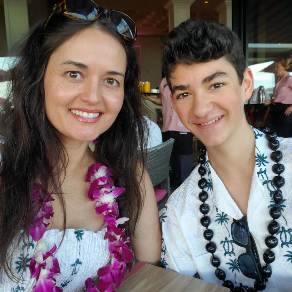 photo of danica mckellar and son in matching outfits