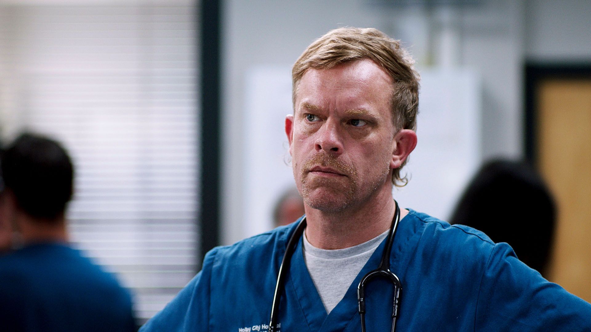Will Beck in a still image from Casualty