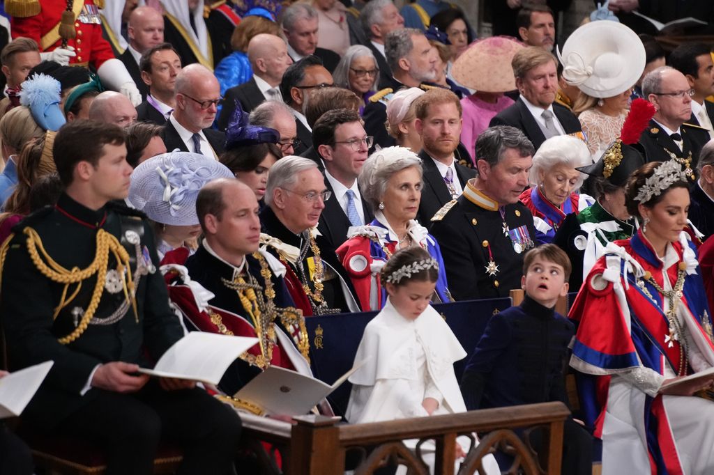 Harry was pictured sitting three rows away from William and Kate at the coronation