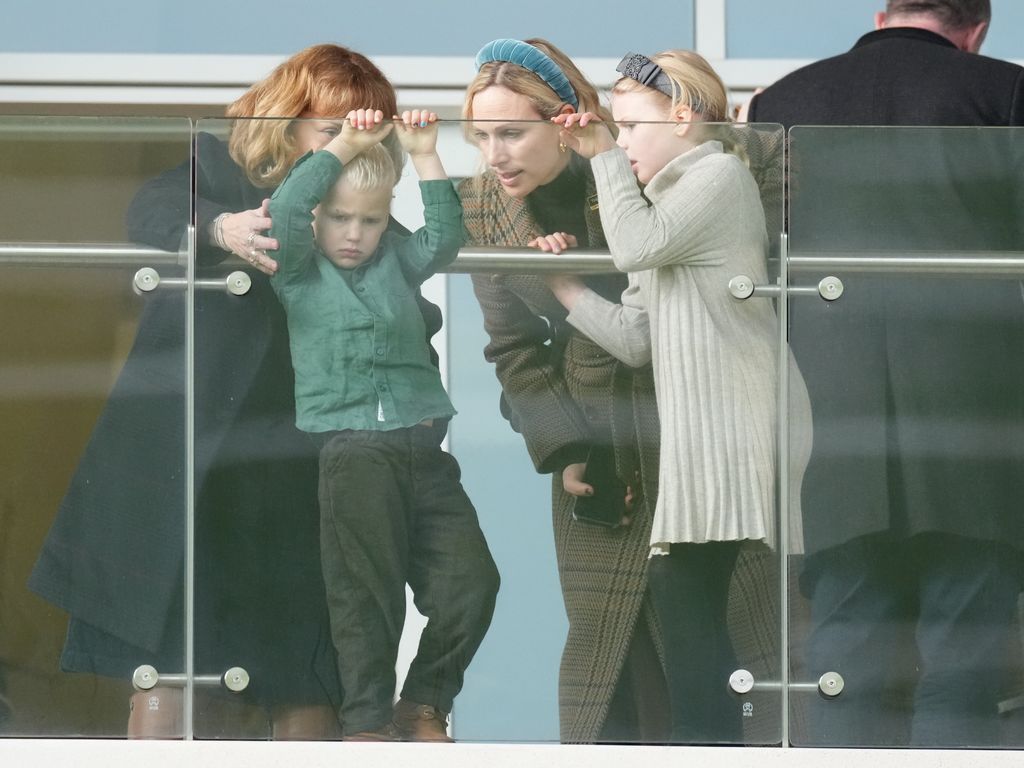 New Years Day Racing at Cheltenham Racecourse, Cheltenham, Gloucestershire, UK, on the 1st January 2026. Pictured: Zara, Lena and Lucas Tindall. 