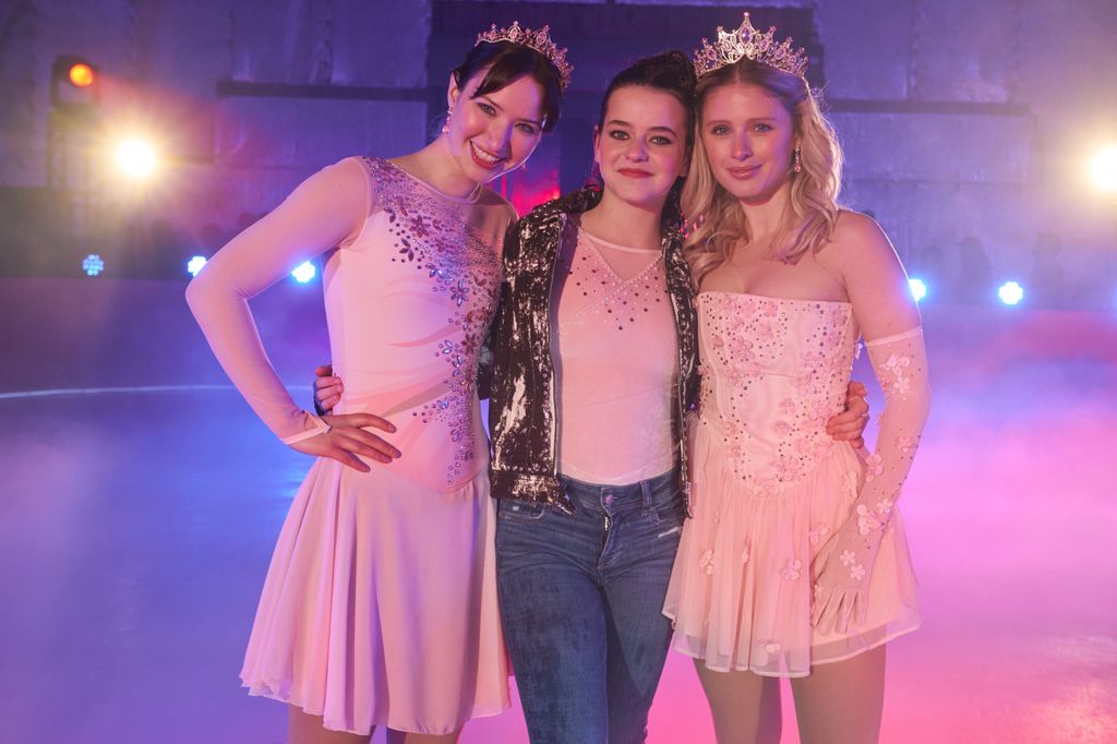 Madelyn Keys as Adriana Russo, Alice Malakhov as Maria Russo, and Alexandra Beaton as Elise Russo in Finding Her Edge