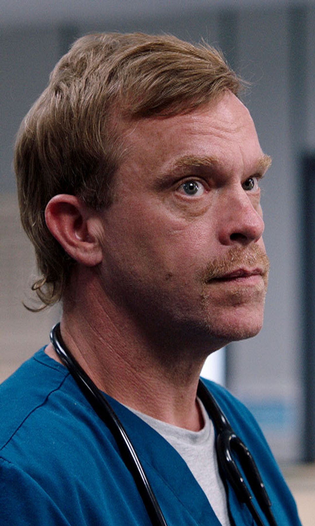 Will Beck in a still image from Casualty
