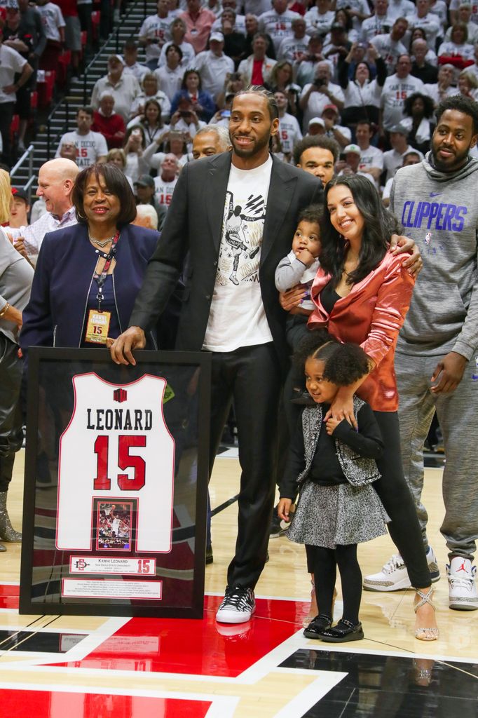 Kawhi Leonard during his jersey retirement ceremony