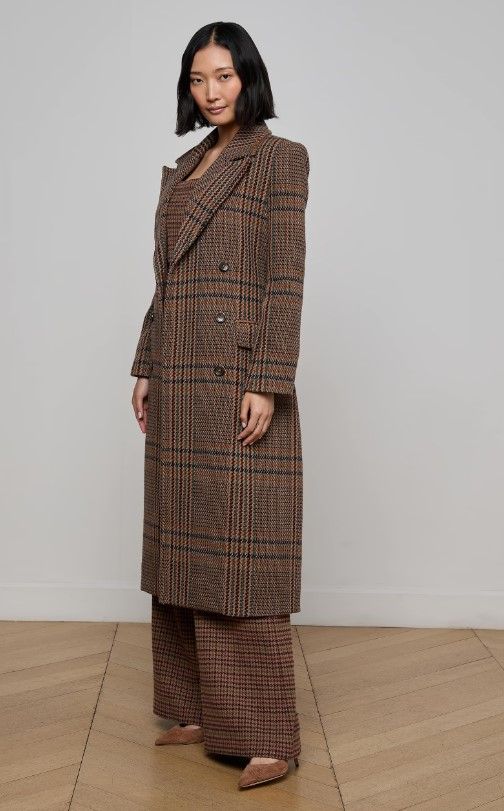 Zara wore the 'Kolina Plaid Long Coat' by L'AGENCE