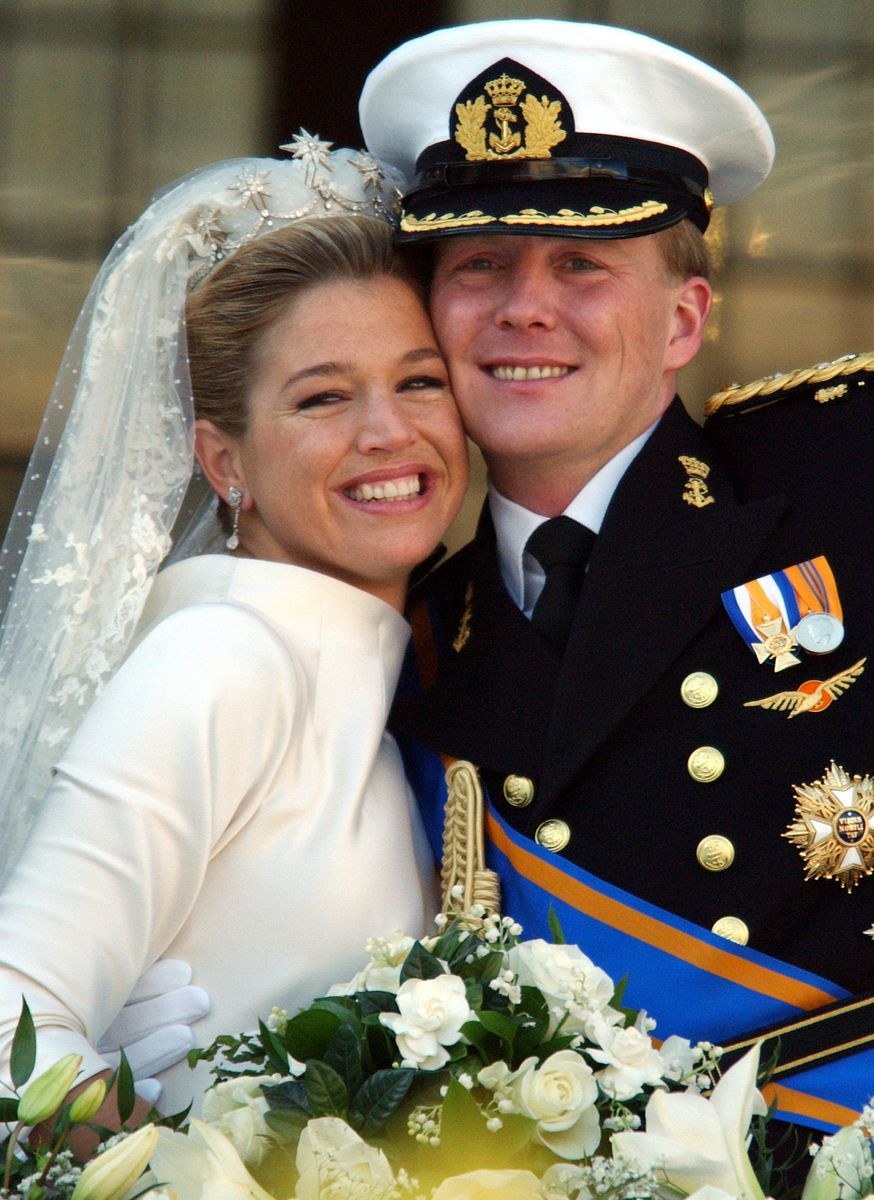Queen Maxima’s 2002 gown for her marriage to Crown Prince Willem-Alexander exemplified Valentino’s attention to regal detail.
