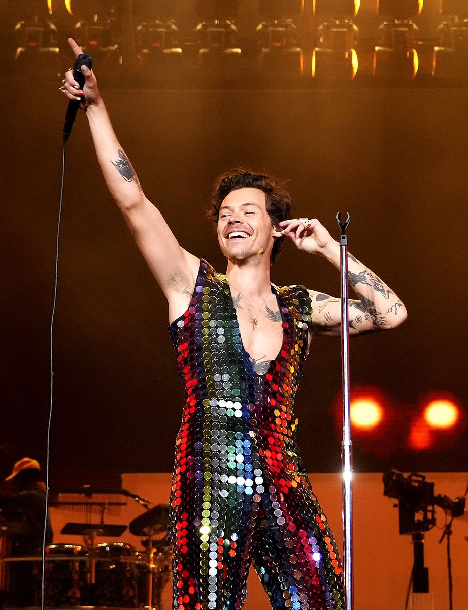 Harry Styles performs onstage at the Coachella Stage during the 2022 Coachella Valley Music And Arts Festival on April 15, 2022