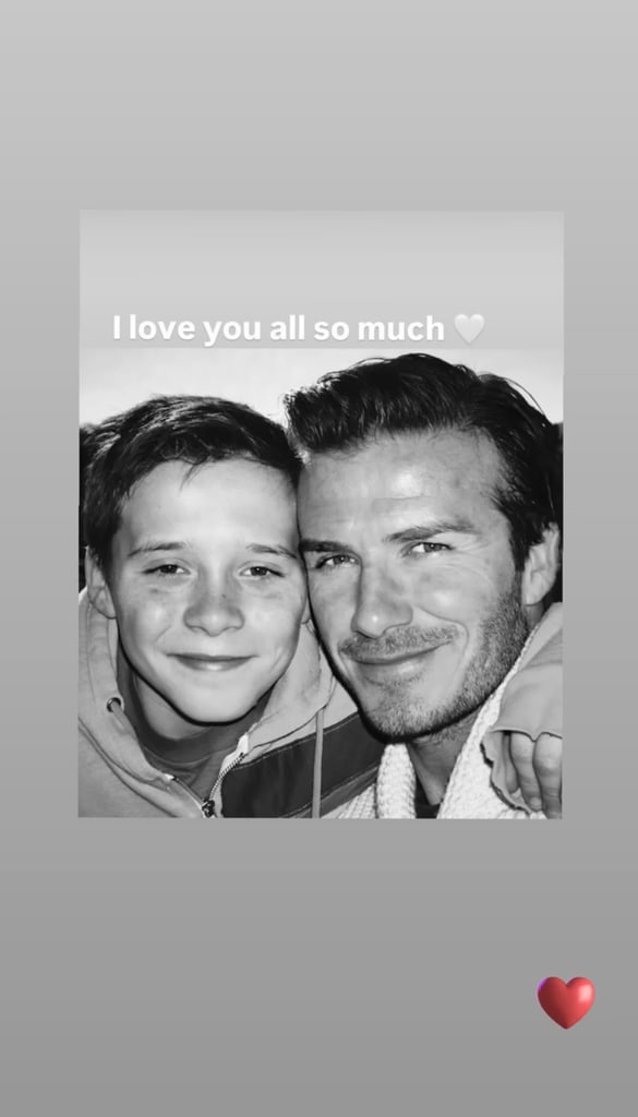 young brooklyn beckahm with father in black and white photo