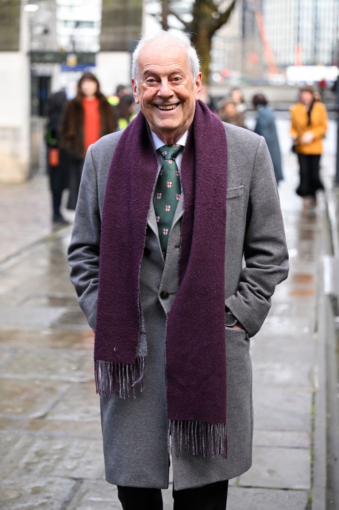 Gyles Brandreth attends the memorial for Dame Jilly Cooper at Southwark Cathedral on January 30, 2026 