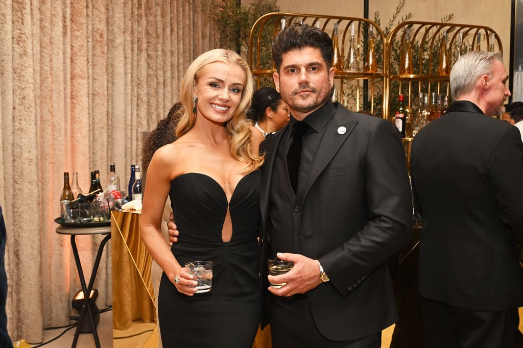 Katherine Jenkins and Andrew Levitas drinking Cygnet at the Golden Globes