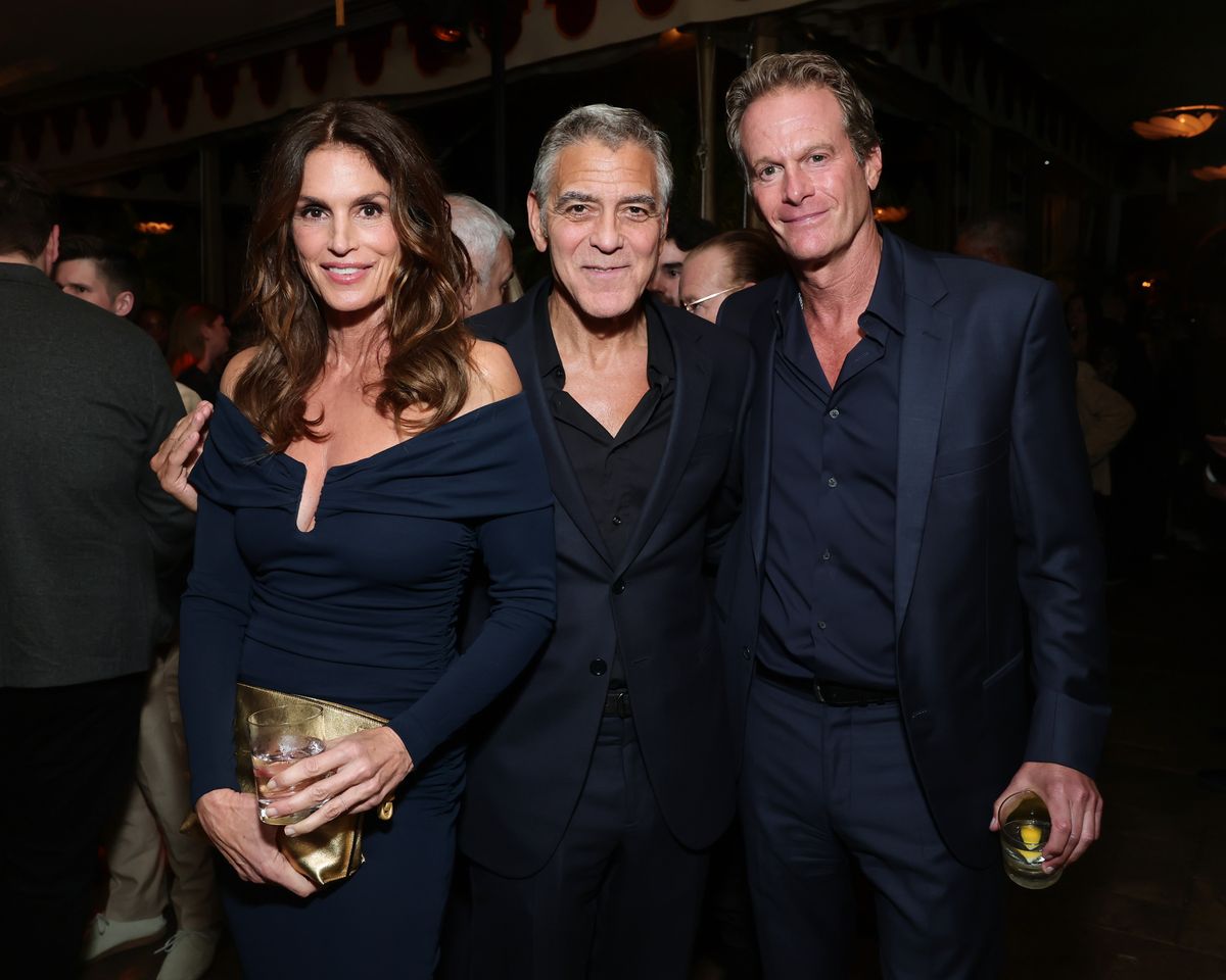 Cindy Crawford, George Clooney, and Rande Gerber attend Netflix's "Jay Kelly" Los Angeles premiere at Chateau Marmont o