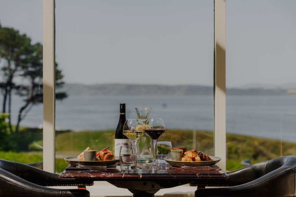 A view of food with surrounding countryside