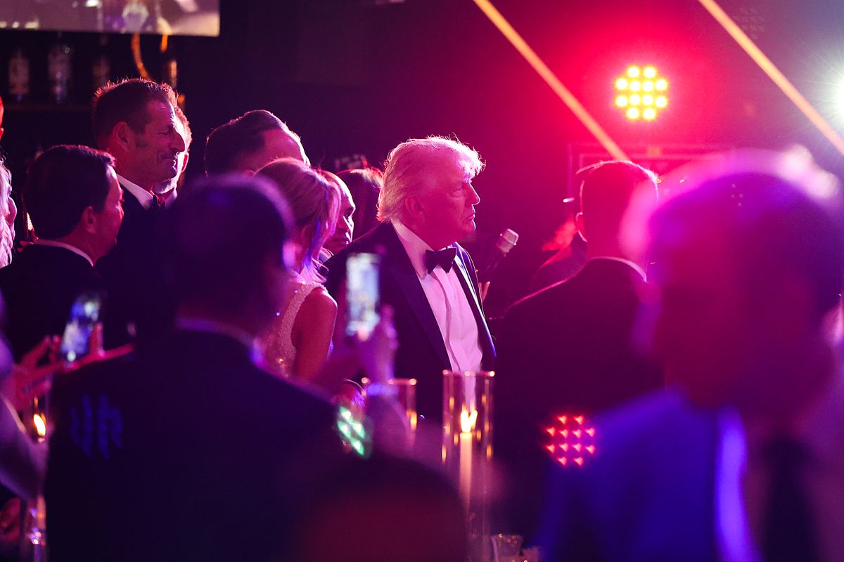 PALM BEACH, FLORIDA - DECEMBER 31: U.S. President Donald Trump mingles with guests during a New Yearâs Eve event at his Mar-a-Lago home on December 31, 2025 in Palm Beach, Florida. The President addressed guests and celebrated the arrival of 2026. (Photo by Joe Raedle/Getty Images)