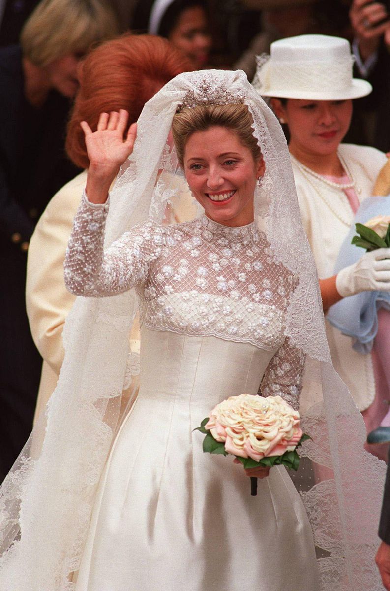 Crown Princess Marie-Chantal’s 1995 gown for her wedding to Crown Prince Pavlos of Greece